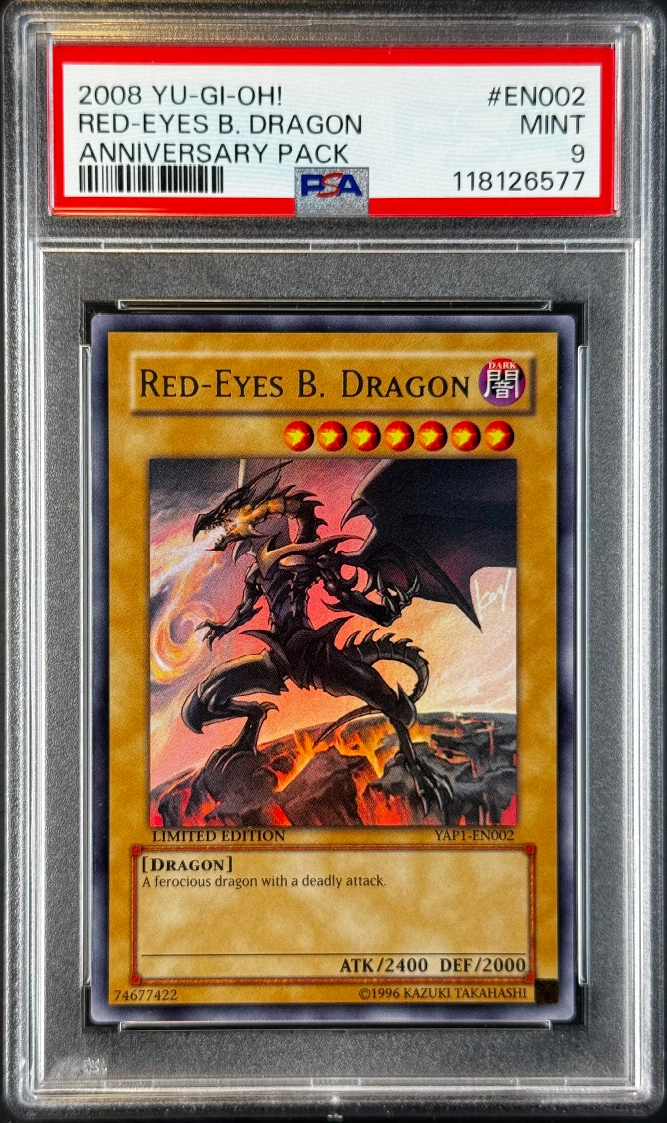 Red-Eyes B.Dragon YAP1-EN002 Gradé 9
