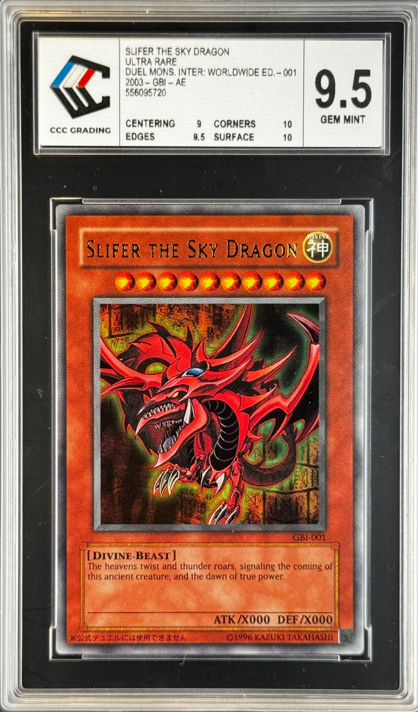 Slifer the Sky Dragon GBI Ultra Gradé 9.5