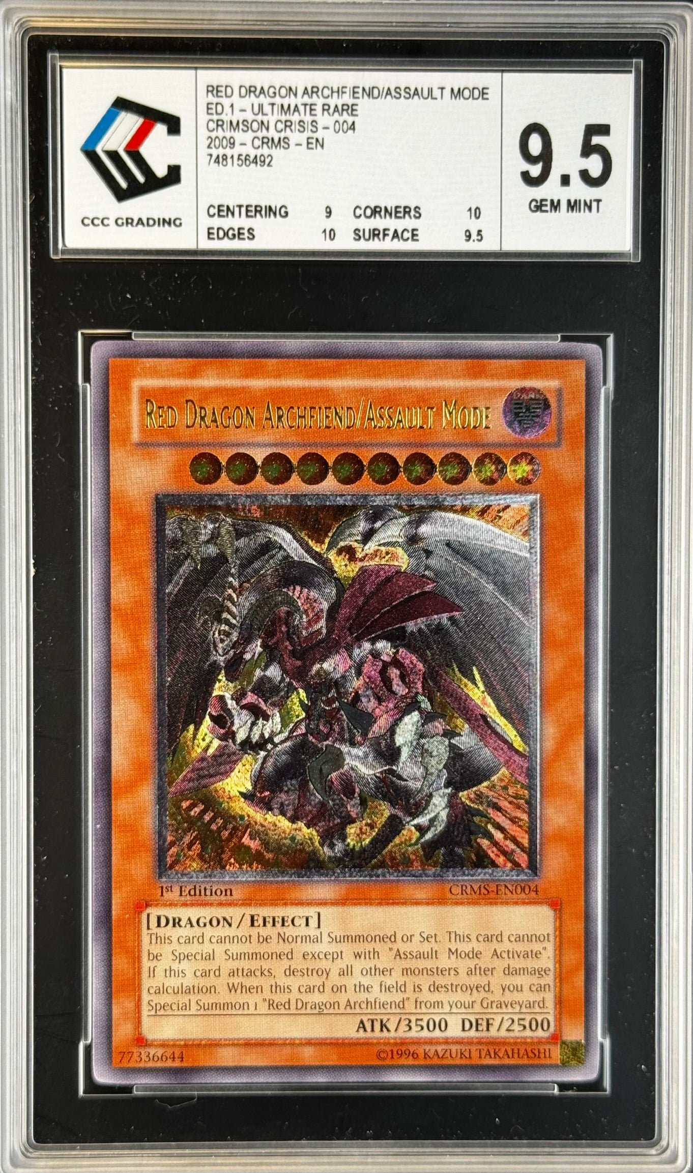 Red Dragon Archfiend/Assault Mode CRMS-EN004 1st Gradé 9.5