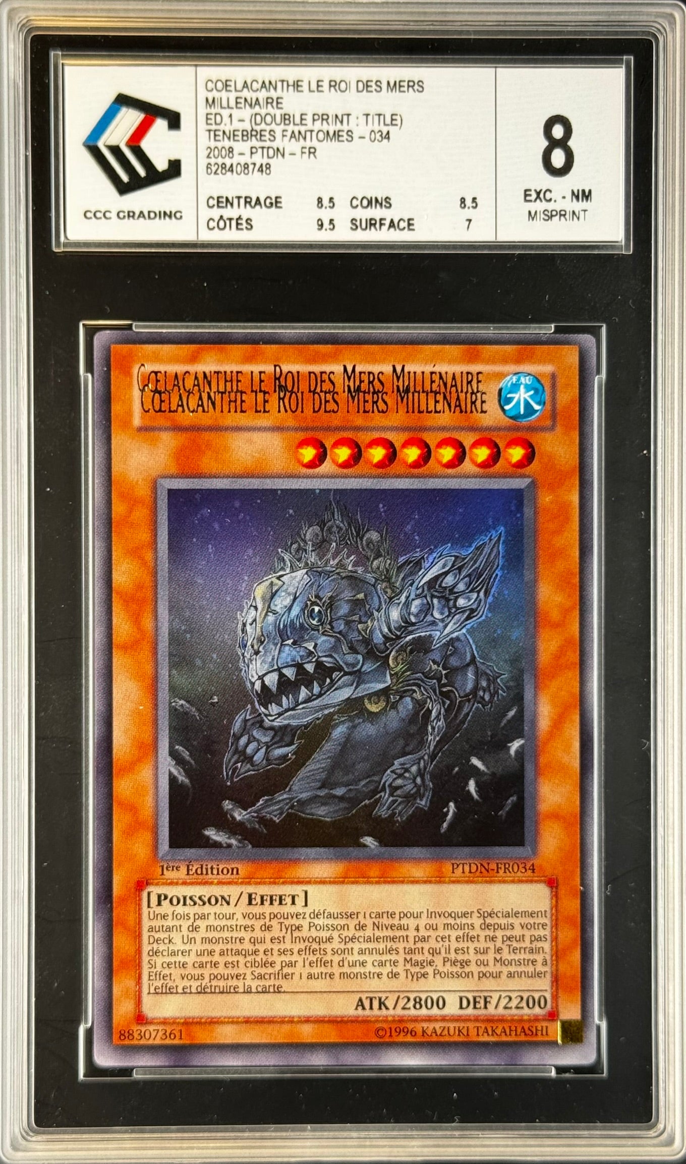Coelacanthe Le Roi des Mers Millénaire PTDN-FR034 1st Gradé 8 MISPRINT