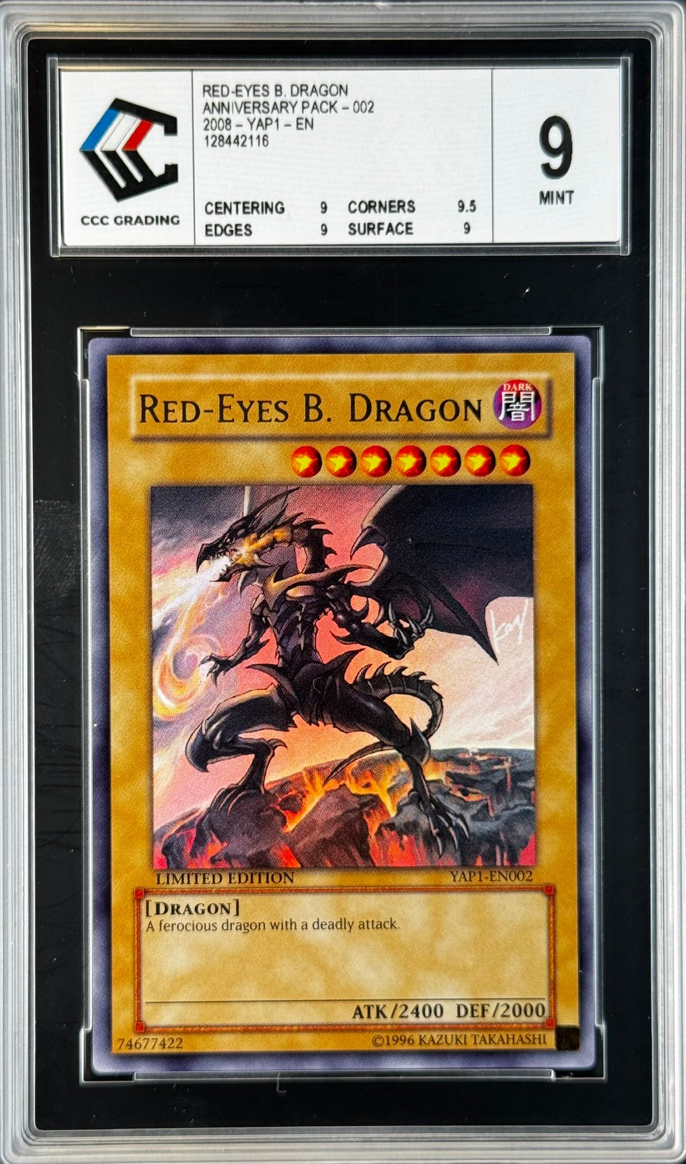 Red-Eyes Black Dragon YAP1-EN002 Gradé 9